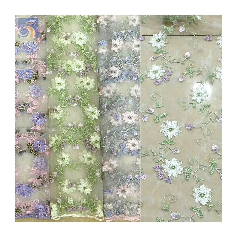 YX2706 Chinese Wholesale Fuchsia Lace Fabric Floral Garden Embroidery Lace Fabric for Tablecloths - 图片 3