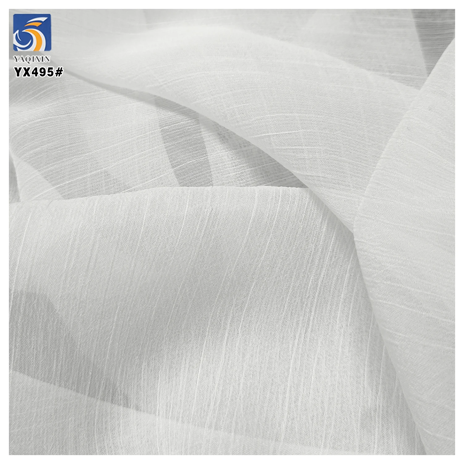 YX495 Arabic Headdress Scarf Silk Chiffon Wrinkle Fabric 42gsm White Polyester French Wrinkled Crepe Silk Chiffon Fabric - 图片 4