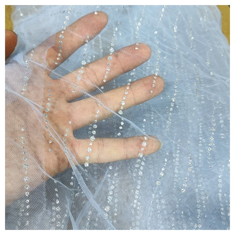 SG17 Custom Bridal Wedding Glitter Tulle Sparkle Glitter Tulle Mesh Fabric - 图片 5