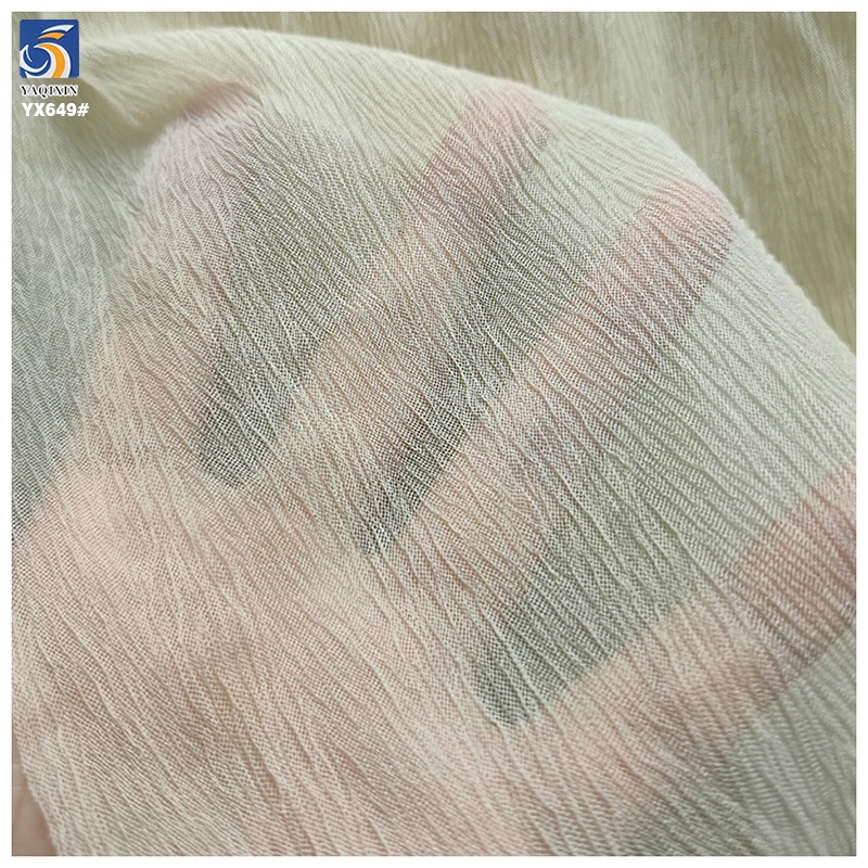 YX649 OEM Customized Colors Soft Breathable 60gsm 100 Polyester Ivory Tulle Mesh Wrinkle Crepe Fabric for Skirts - 图片 3