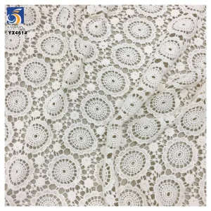 YX461 Solid Color Width 110cm 100 Polyester Lace Fabric Custom Water Soluble Lace Milk Silk Fabric - 100% Polyester, 230...