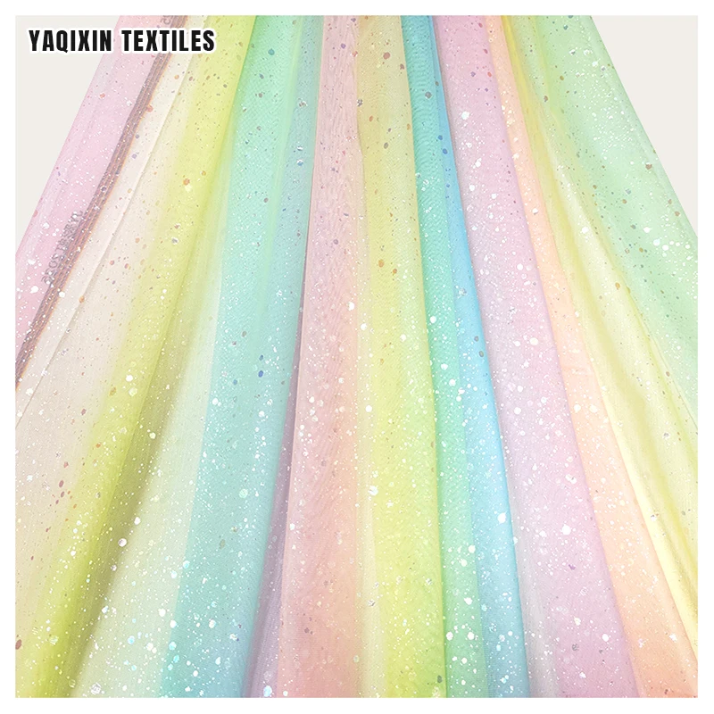 JY2025 China Factory by Yards Good Price Iridescent Tulle Mesh Sparkle Glitter Fabric 2025 Woman Summer Fabric for Dress - 图片 3