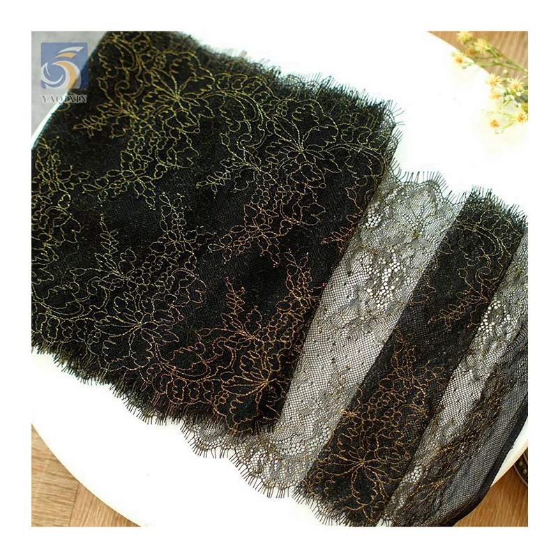 YX2633 Custom Wholesale Price African Lace Fabric Bridal 2024 New Polyester Eyelash Lace Fabric Knitted 3M*22CM - 图片 3