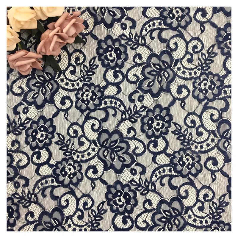 Guangzhou Textile and Lace Fabric Manufacturer Swiss Sexy Black Floral Guipure Chantilly Lace Fabric - 图片 6