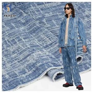 YX2423 Wholesale Cotton Polyester Denim Fabrics Jean Jacket Skirts Washed Jacquard Japanese Denim Fabric