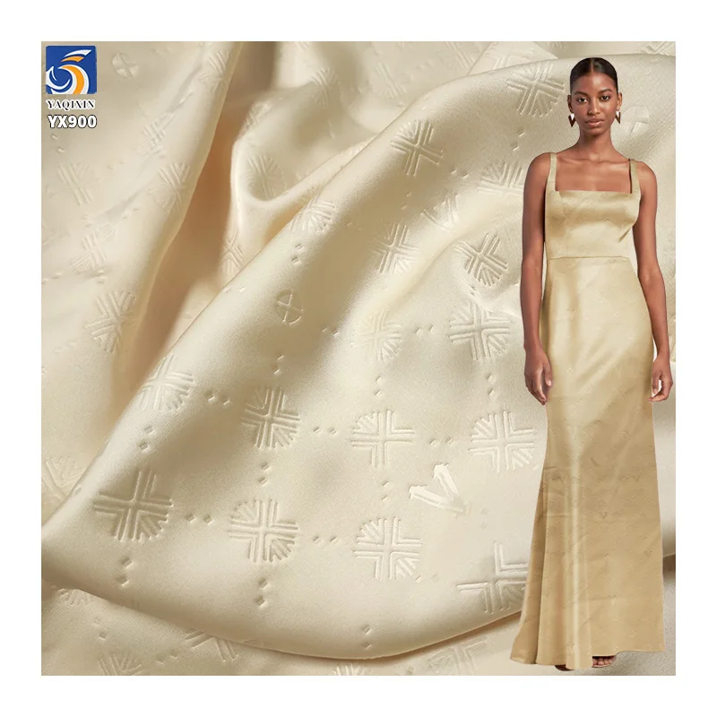 YX900 Cameroon Traditional Pattern Jacquard Satin Fabric Customizable Pattern Double-sided Satin Jacquard Fabric for Clothing