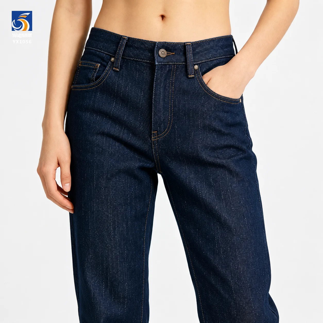 YX1056 21s 360g Dark Indigo Stretch Bamboo Slub Denim Fabric High Quality Rayon Spandex Blend Denim for Jeans Shirt Jacket - 图片 4