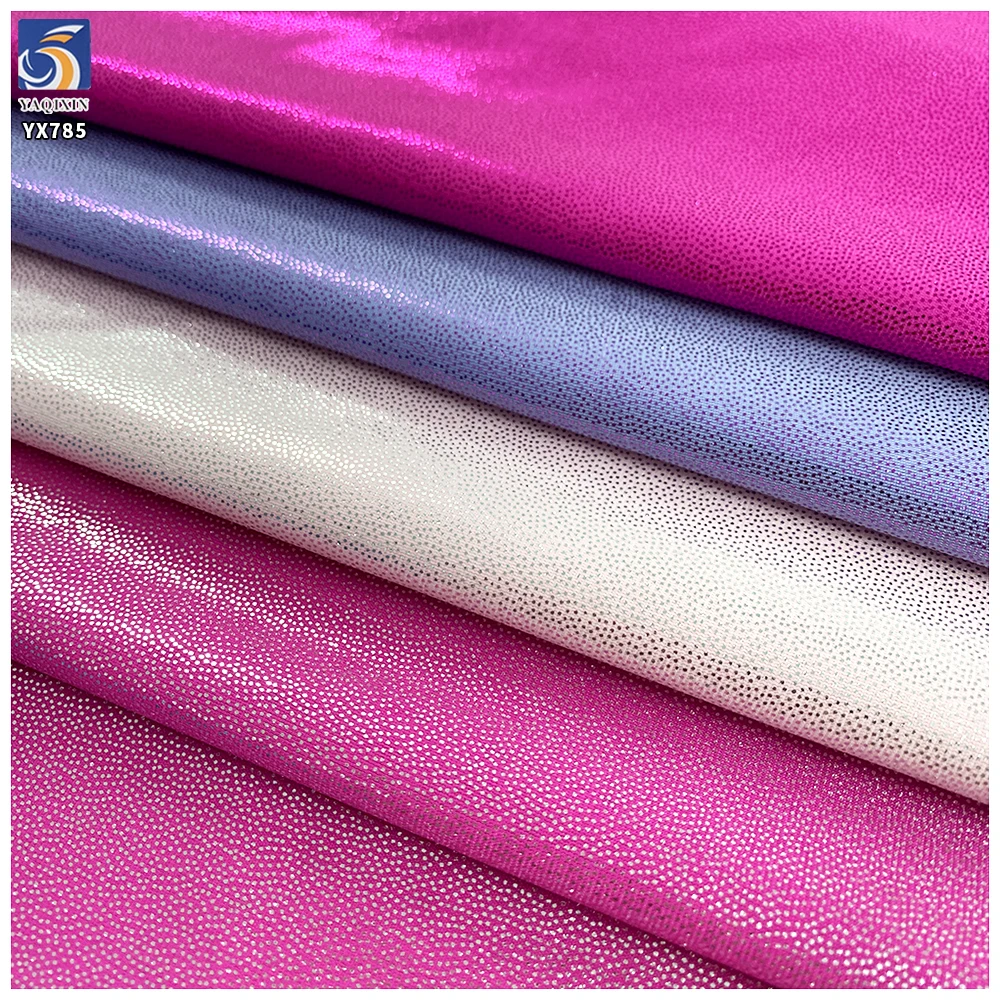YX785 Breathable Solid 120gsm Polyester Spandex Metallic 4 Way Stretch Foil Printing Shiny Fabric for Swimming Trunks - 图片 2