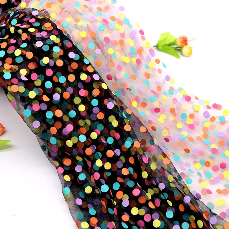Ready Colorful 1CM Dot Offset Printing Mesh Tulle Fabric for Cute Children's Clothing Decorations - 图片 6