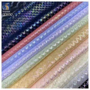 DX17 New Arrival Girls Skirt Tulle Fabric Hot Stamping Colorful Fish Scale Print Mesh Tulle Fabric for Girl Apparel-Dancewear