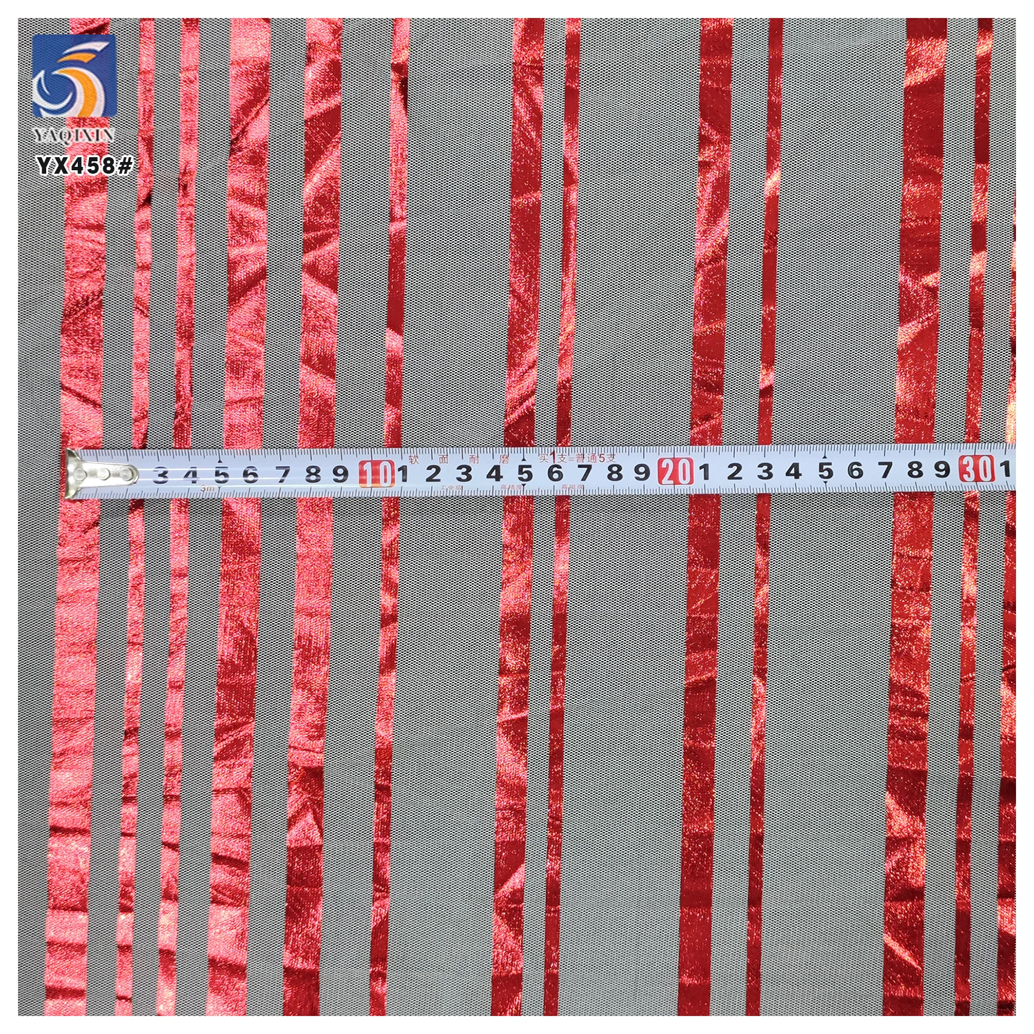YX458 New Stripes Tulle Hot Foil Stamping Print Polyester Mesh Christmas Striped Fabric Candy Cane Stripes Tulle Fabric - 图片 6