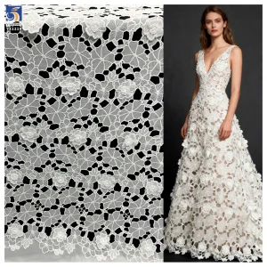 YX1214 2 Yards 200gsm Polyester Milk Silk 3D Handmade Leaf Pattern Water-Soluble Embroidery Lace Fabrics 2026 New Fashion
