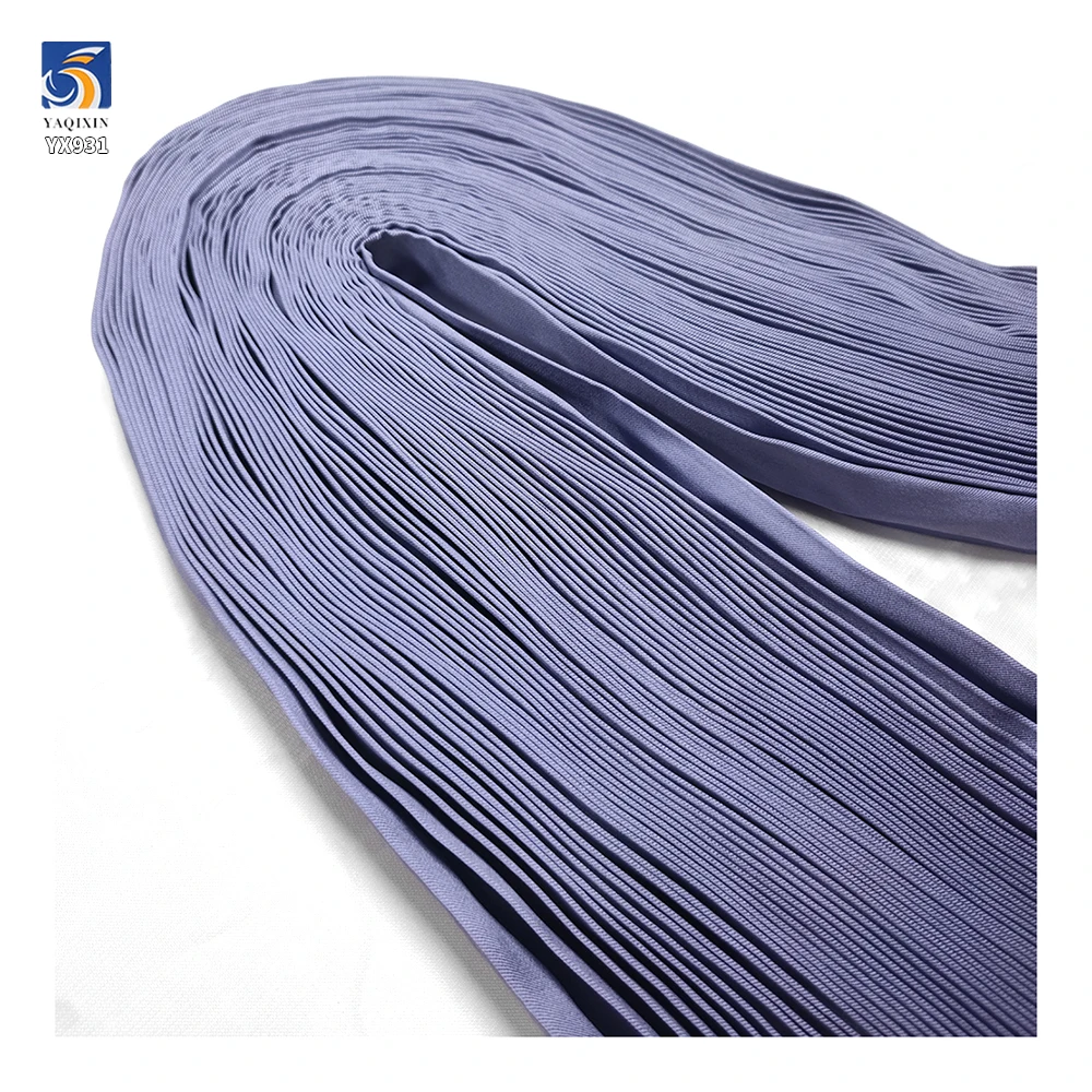 YX931 Lilac 3cm 100 Polyester Satin Pleated Fabric Stretch Glossy Silk Satin Accordion Pleated Fabric for Ladies Dresses - 图片 2