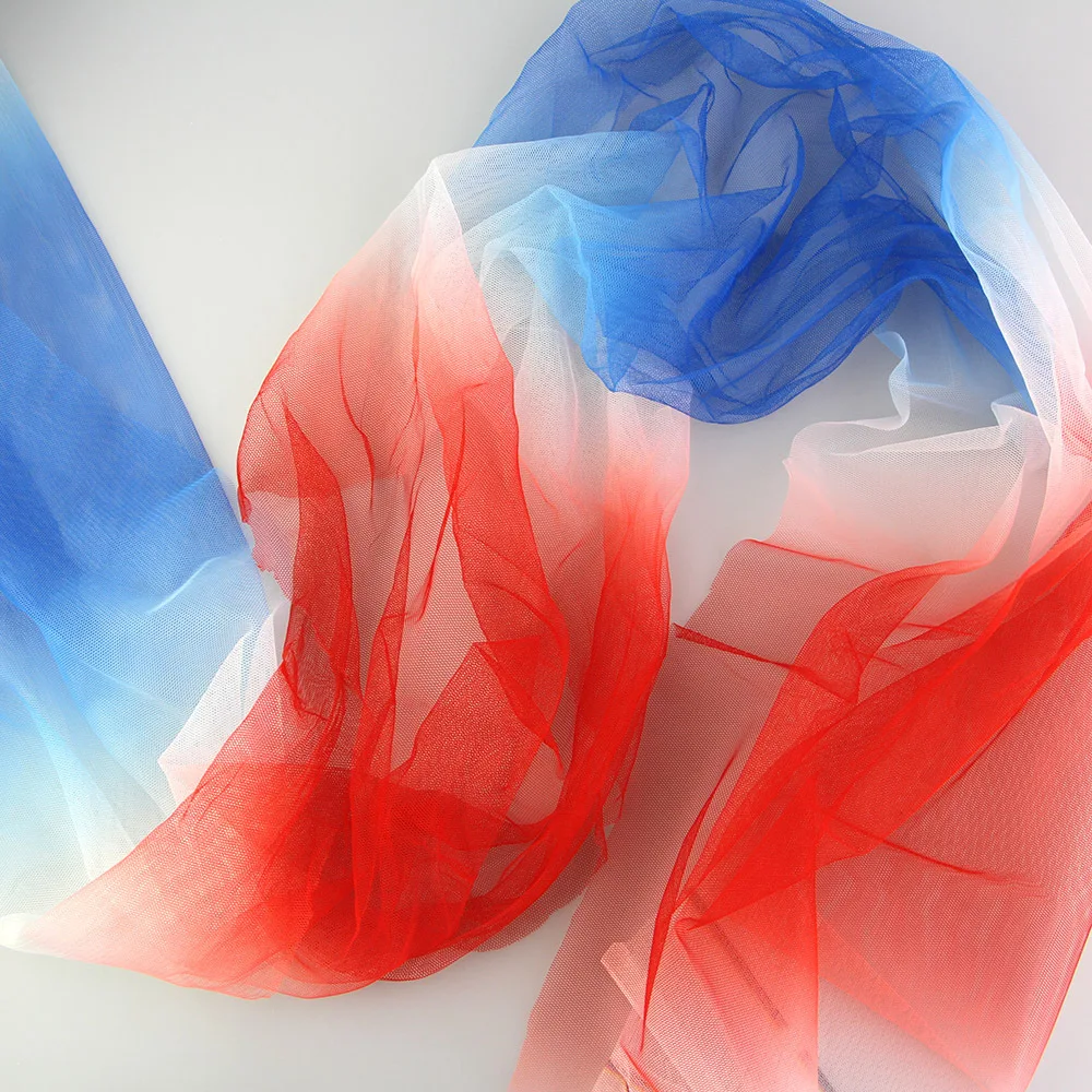 YX2124-1 American Flag Colors Polyester Gradient Digital Print Tulle Fabric 4th of July Mesh Tulle Fabric for Independence Day - 图片 4