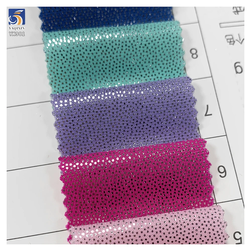 YX981 190gsm 95% Polyester 5% Spandex High Stretch Gold-Stamped Polka Dots Fabric for Swimsuit Yoga Wear Lurex Fabrics - 图片 4