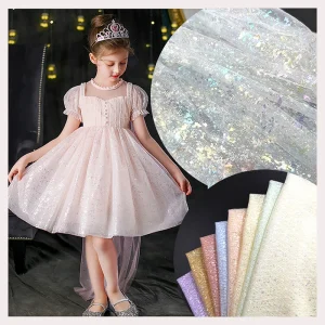 DX115 Quality Wholesale Custom Flash Bronzing Tulle 100% Nylon Tulle Wedding Fabric Tulle