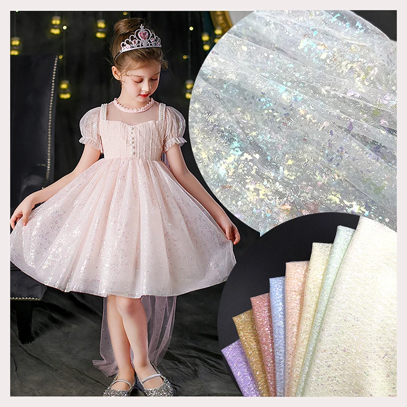 DX115 Quality Wholesale Custom Flash Bronzing Tulle 100% Nylon Tulle Wedding Fabric Tulle