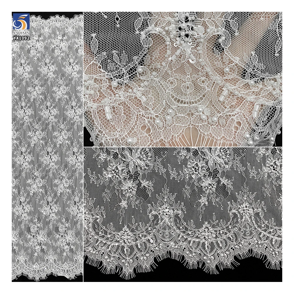 2025 Luxury Weeding Lace Fabric Nigerian Embroidery Sequins Sparkle Geometric Lace Fabric - 图片 6