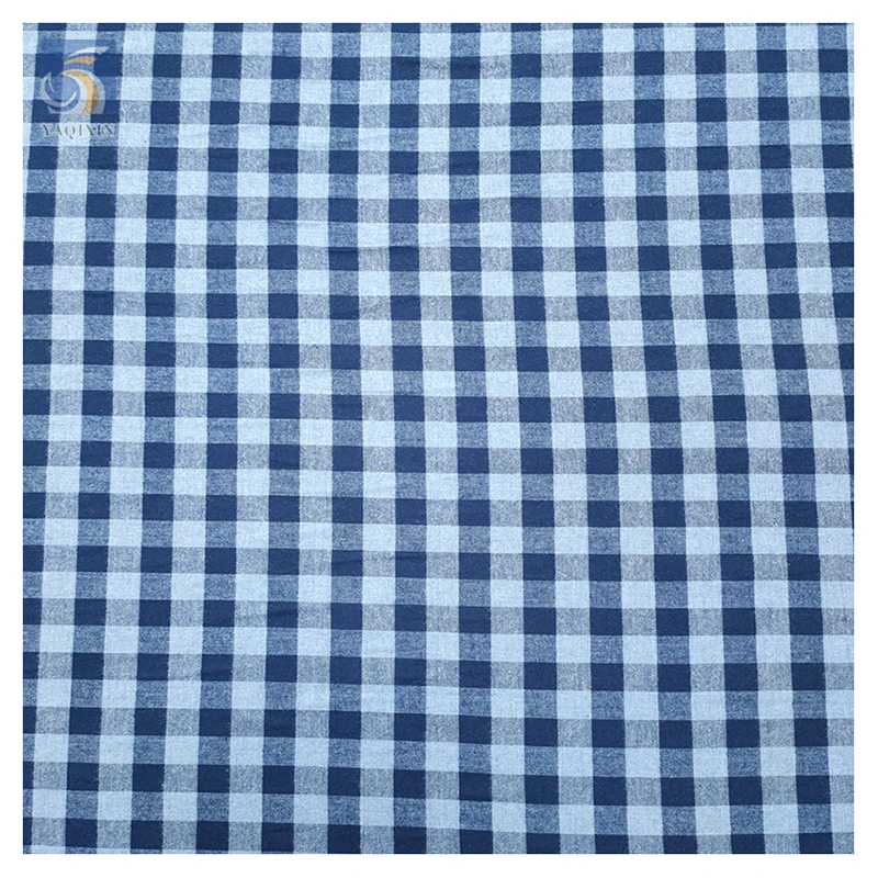 Stock Lot Dark and Light Blue Plaid 100% Cotton Check Fabric Blue Gingham Shirt Yarn Dyed Cotton Check Fabric - 图片 5