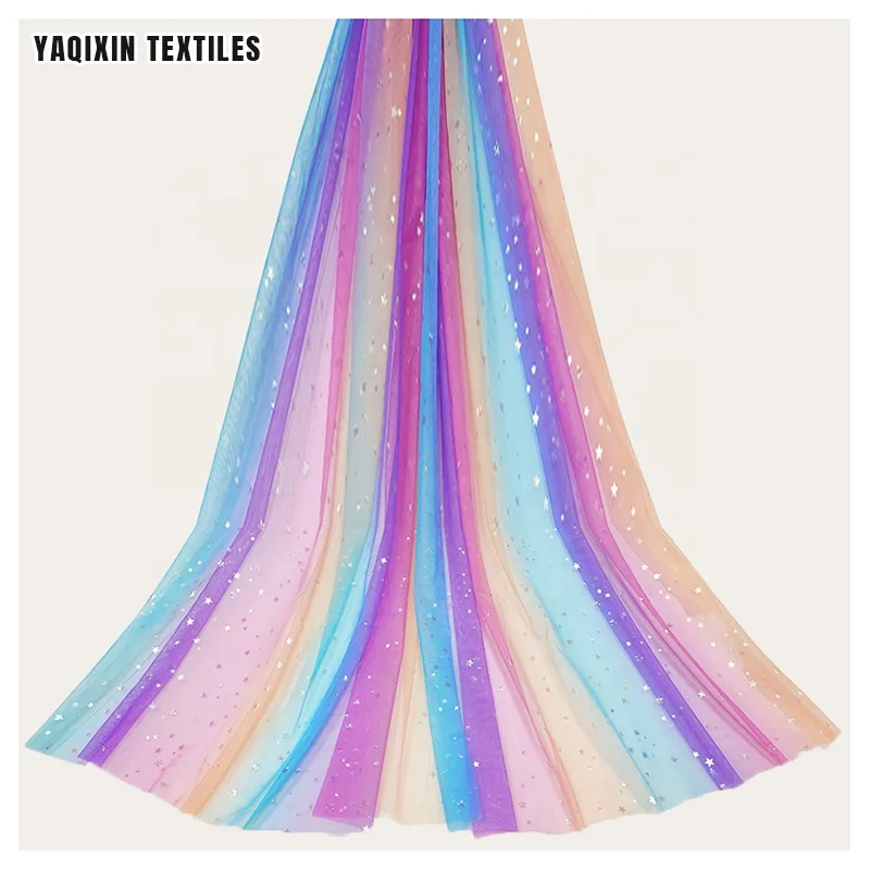 YX2174 United States Hot Selling Star Tulle Baby rainbow Mesh Lace Fabric Wedding Decoration - 图片 3