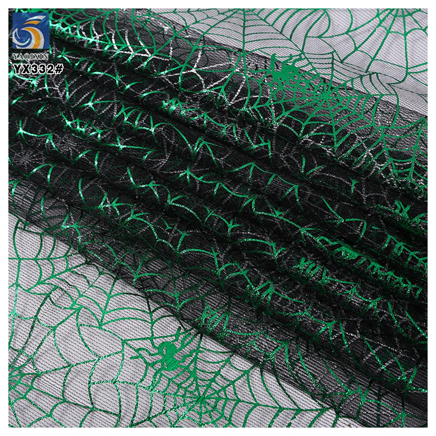 YX332 New Arrivals Spider Web Pumpkin Bat Demon Mesh Tulle Fabric Pattern Printed Holiday Halloween Fabrics - 图片 6