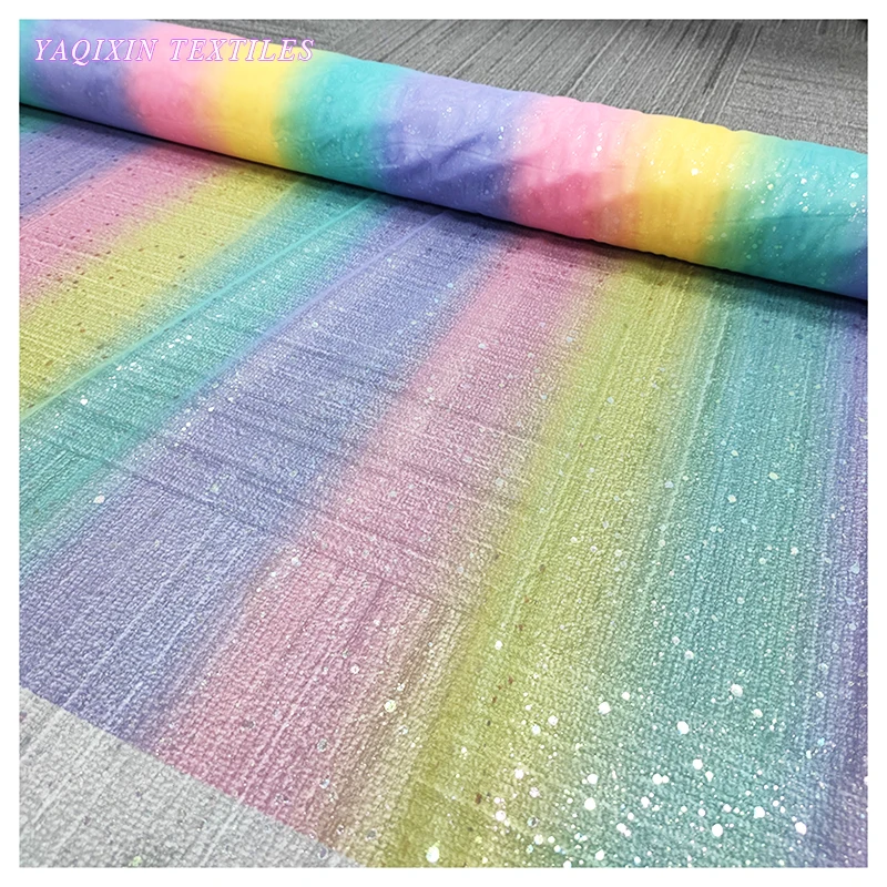 YX2035 YAQIXIN Silk Tulle Netting United States Fabric Children's Dresses Poncho Rainbow Tulle Fabric - 图片 5