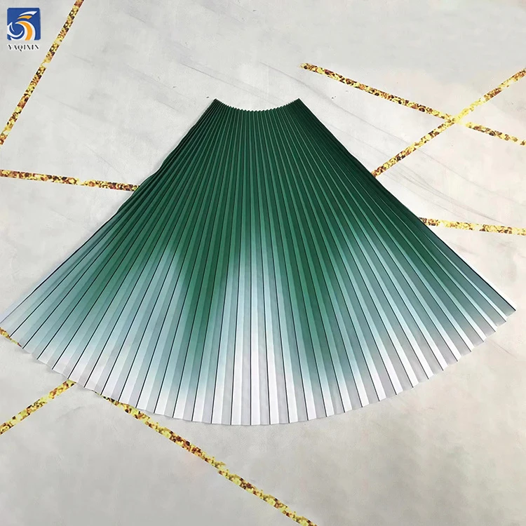 YX506-1 Custom Pattern Printed Satin Fabric Scalloped Pleated Stretch Satin Matte Fabric - 图片 3