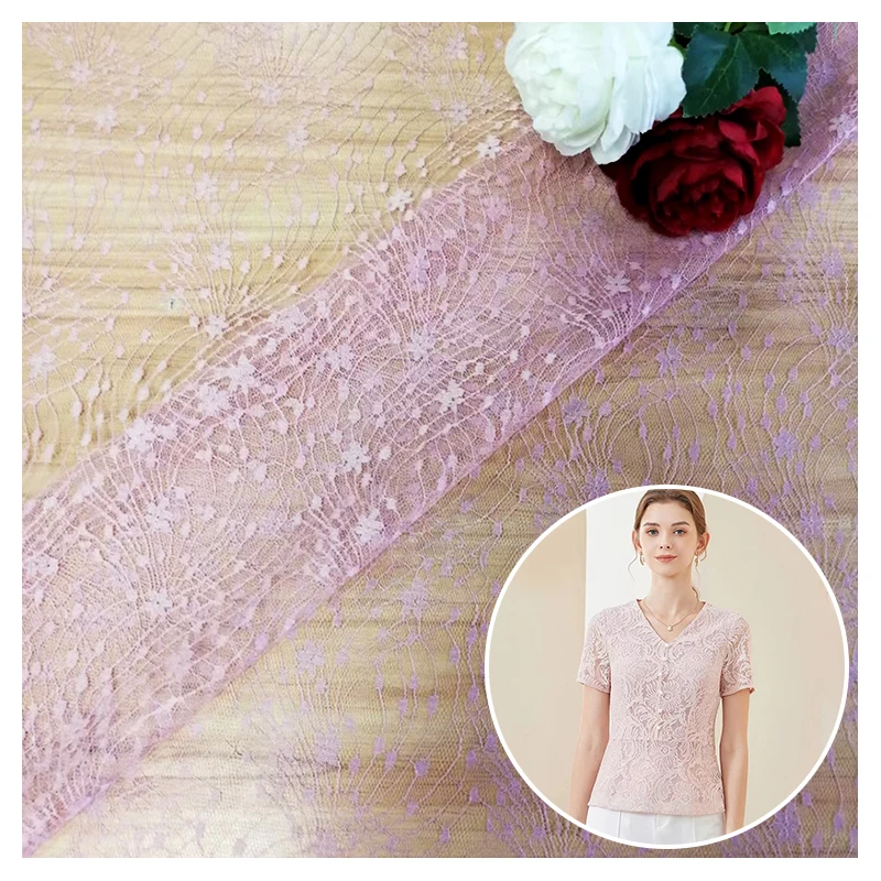 LST16 Manufacturer Good Price Lingerie Lace Fabric Online Colorful European Lace Fabric Jacquard Chantilly Lace Fabric - 图片 6
