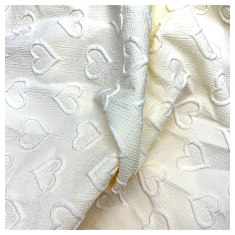 Fabric Chiffon Polyester Cheongsam Hanfu Woven Fabric Four-way Stretch Heart Jacquard Customized 100% Polyester Embossed 100gsm - 图片 3
