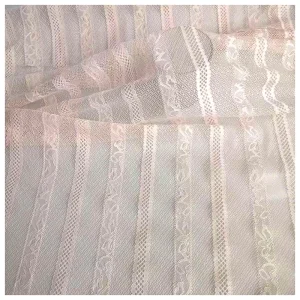 Hot Sales Light Pink Jacquard Striped Fabric Textile Women Stockings Garments Stripe Jacquard Tulle Mesh Fabric