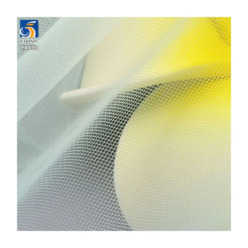 YX853 High Quality 22gsm Nylon Mesh Fabric Knit Plain Thickened Tulle Skirt Stage Costume Fabric for Women's Dress - 图片 3