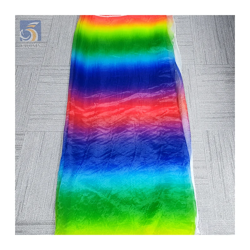New Design Stiff Organza Rainbow Gradient Fabric Polyester Digital Print Iridescent Organza Fabrics for Clothing - 图片 3