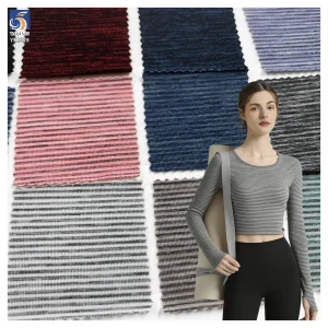 YX1328 85% Nylon 15% Spandex Casual Style Nylon and Spandex Knit Three-color Striped Fabric High-Elastic Sportswear