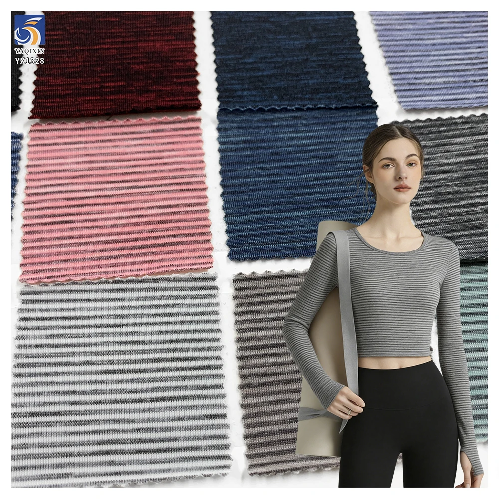 YX1328 85% Nylon 15% Spandex Casual Style Nylon and Spandex Knit Three-color Striped Fabric High-Elastic Sportswear