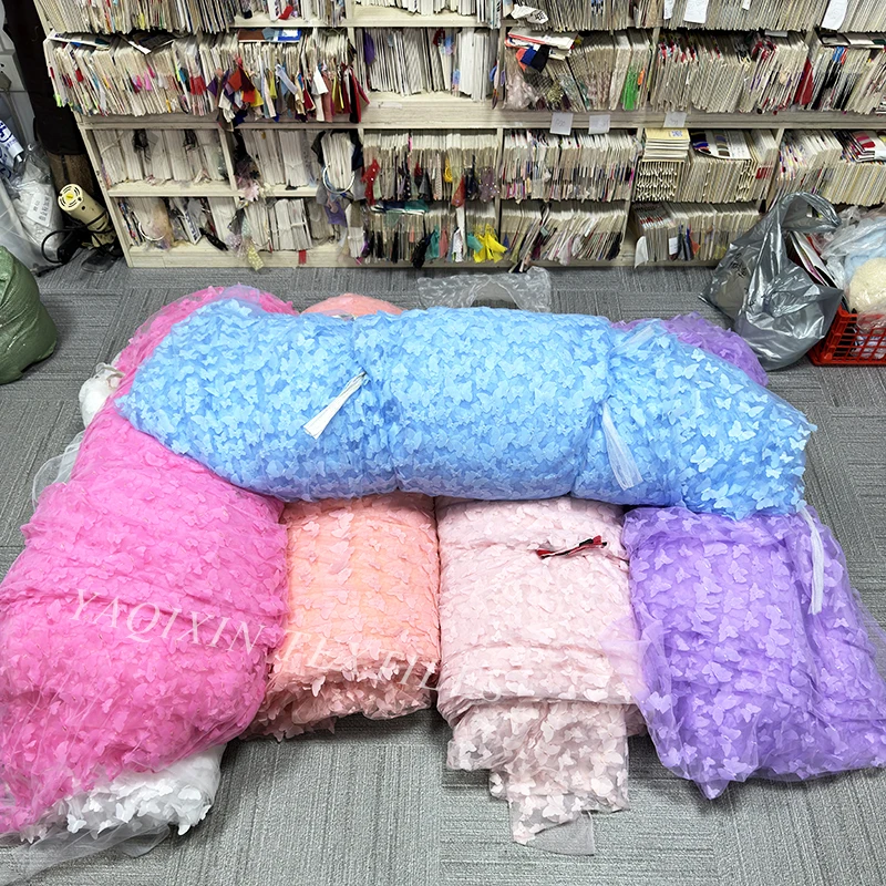 TDS004 OEM ODM 3D Butterfly Design 100% Polyester Eco-Friendly Breathable Tulle Mesh Fabric for Women's Girls Dance Dress - 图片 5