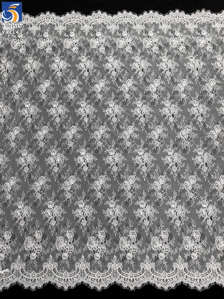 YX1143 300*150CM High Quality Embroidered Silver Pearl Sequins Plywood Eyelash French Lace Fabric for Bride's 15 Yards Wedding - 图片 2
