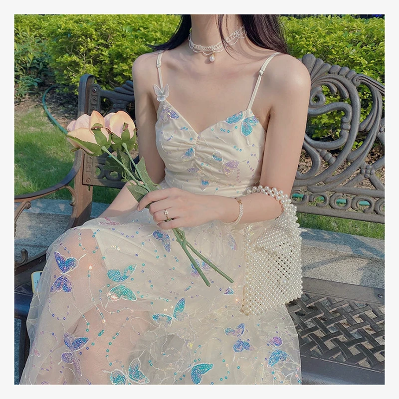 DX08 Custom Polyester Soft Tulle Mesh Butterfly Fabric Dress Embroidery Shiny Sequin Butterfly Tulle Netting Fabric - 图片 4