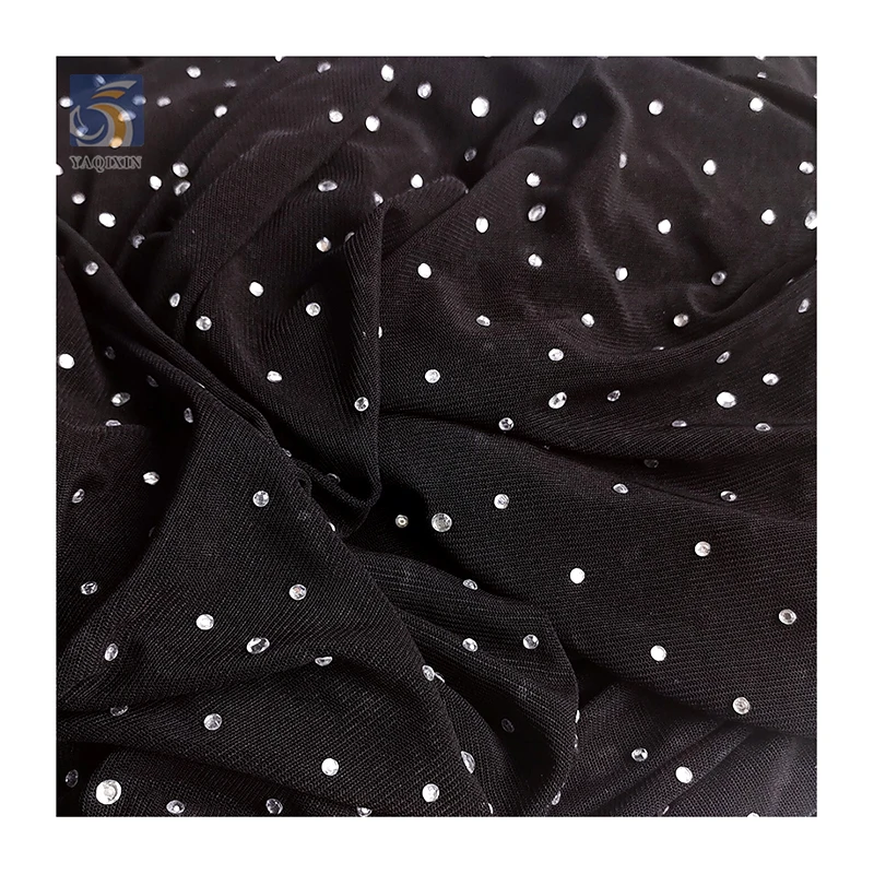 Spandex Elastic Sexy Mesh Fabric with Diamonds 2025 Silver Crystal Stretch Fabric Rhinestones Mesh Women Custom Knitted 5 Yards - 图片 4