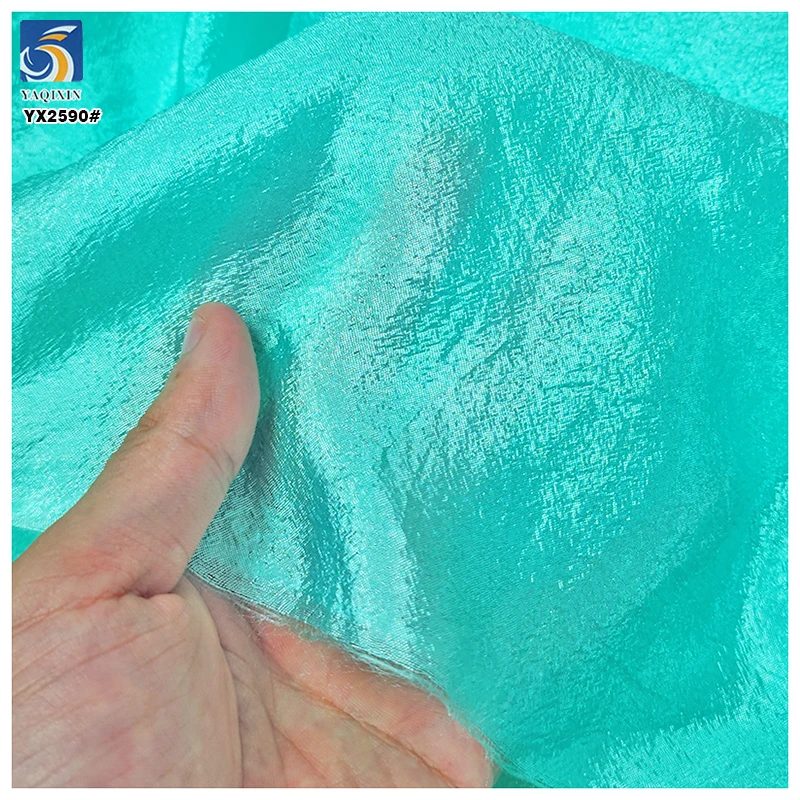 YX2590 High Quality Solid Organza Fabric Crepe 100 Nylon Wrinkled Bubble Organza Fabric for Woman Dress - 图片 4