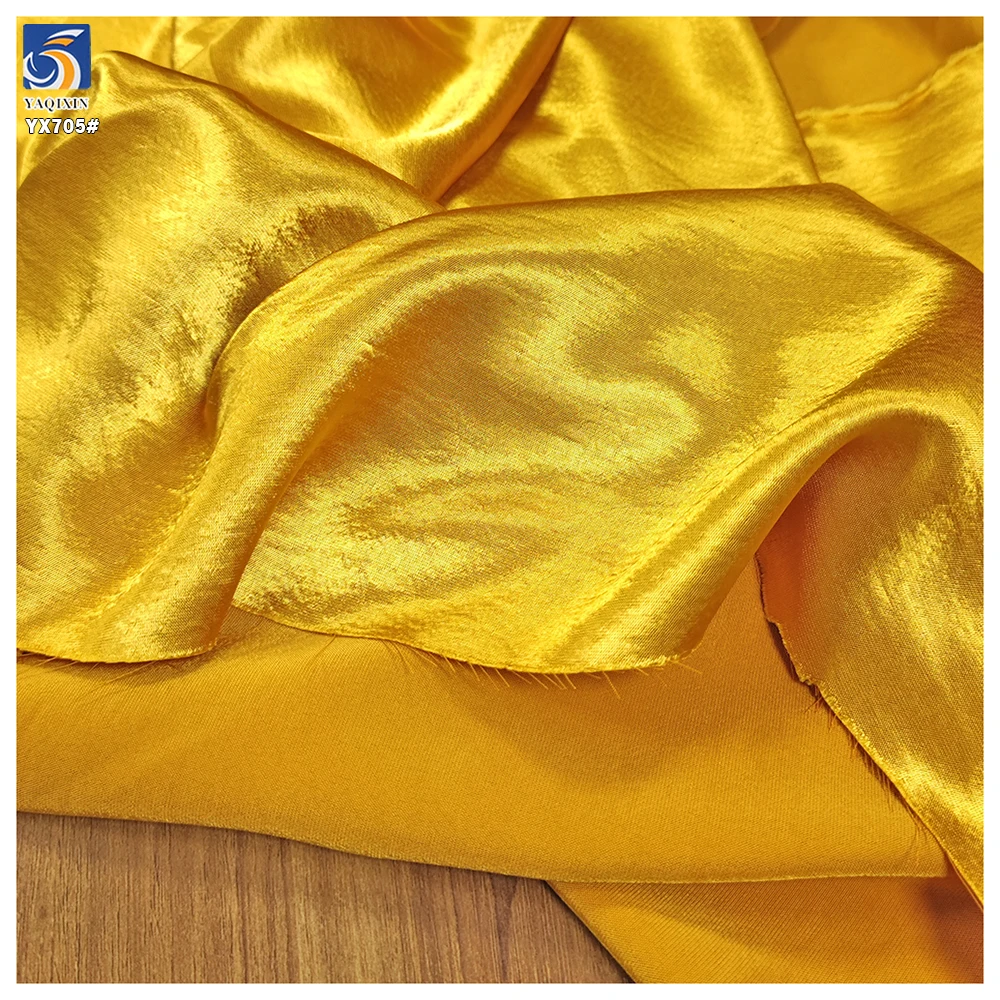 YX705 Luxurious 200gsm Polyester Super Soft Golden Satin Fabric Dress Garment Material Silky Smooth Satin Fabric Acetic Acid - 图片 5