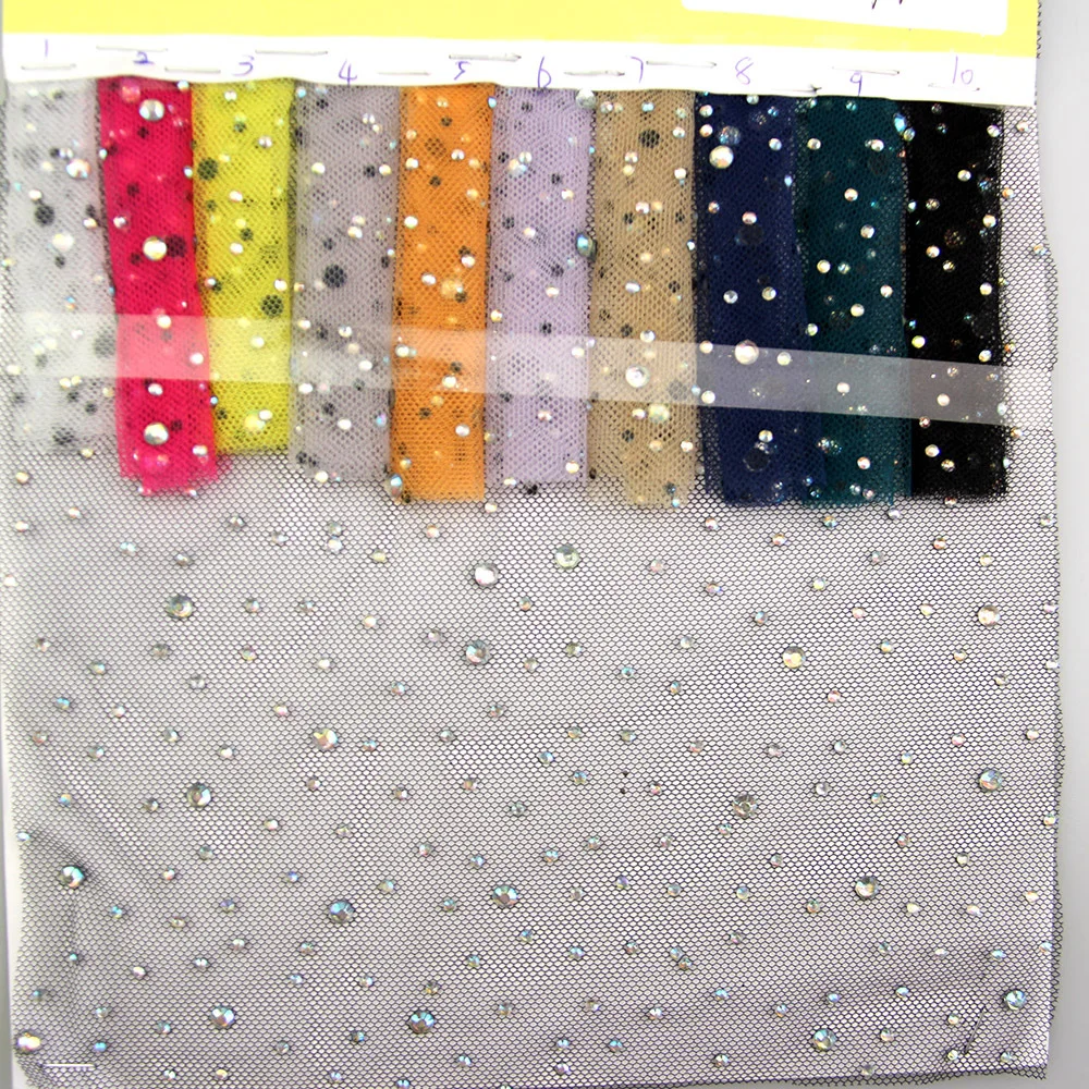 YX725 Custom Printed Galaxy Universe 4 Way Stretch Fabric With Stones for Clothing Dress Spandex Stretch Print Mesh Fabric - 图片 4