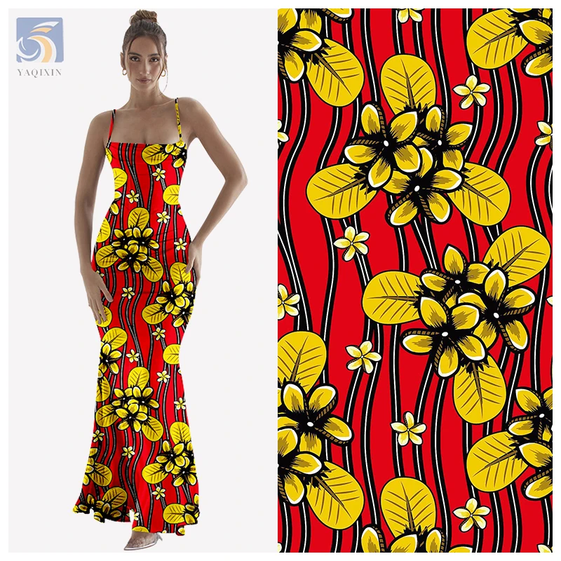 China Manufacturer Custom 100% Polyester Pacific Island Design Fabric Dress Retro Print Your Own Designs on Fabric - 图片 4