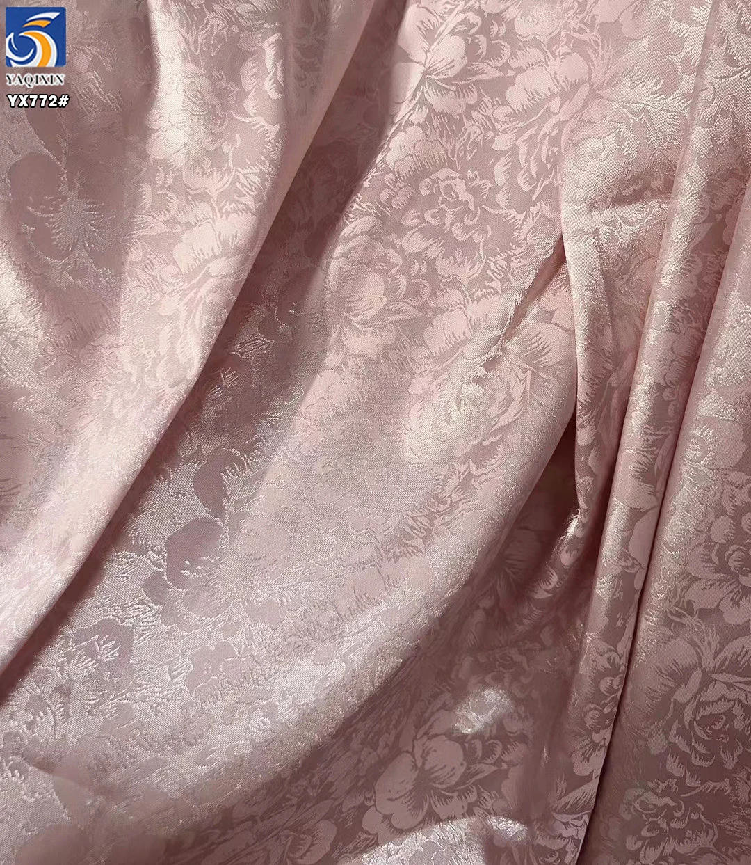 YX772 European Style 97% Polyester 3% Spandex Stretch Big Flowers Jacquard Satin Fabric for Pajama Party Dress Home Textiles - 图片 3