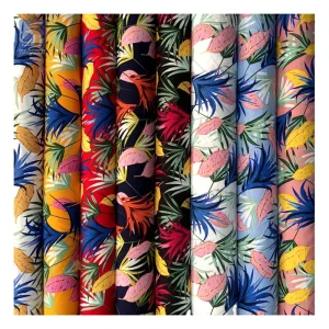 Hot Sales 100% Rayon Viscose Fabric Woven Hawaiian Tropical Design Print for Summer Shirts & Dresses for Lining & Garments