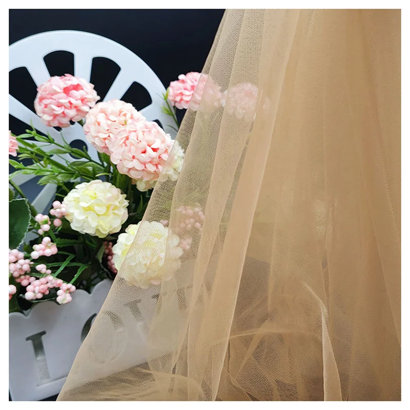 ZP-7 China Wholesale Naked Skin Tone Nylon Illusion Tulle Fabric 100% Nylon Soft Mesh Tulle Fabric for Wedding - 图片 5