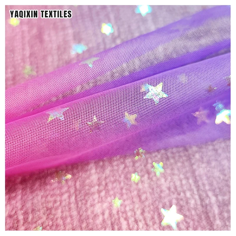 YX2174 United States Hot Selling Star Tulle Baby rainbow Mesh Lace Fabric Wedding Decoration - 图片 6
