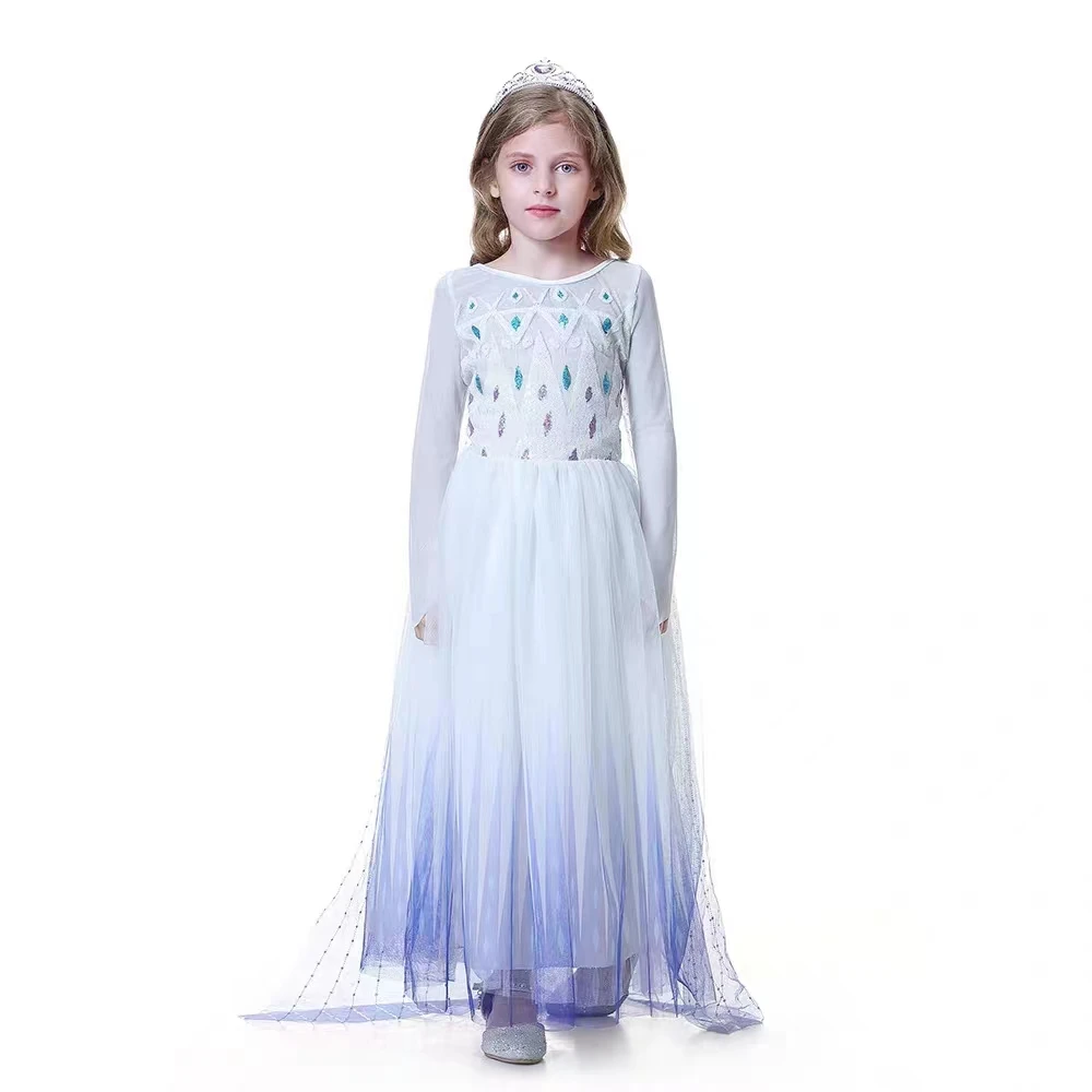 KT16 Wholesale Mesh Tulle Print Fabric Elsa Dress up Girls Fancy Cosplay Kids Princess Tulle Printed Dress Fabric - 图片 3