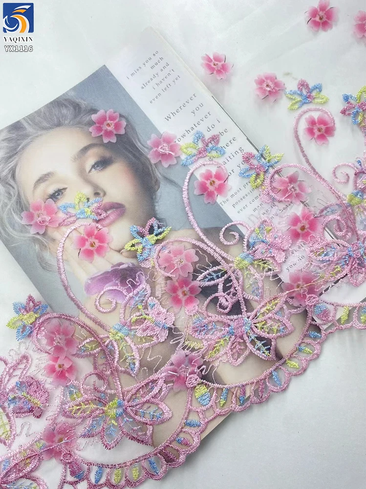 YX1116 Classic Chinese Embroidered Fabric 140cm Width Floral Grass Plant Pattern Colorful Embroidery Tulle Fabric for Hanfu - 图片 6