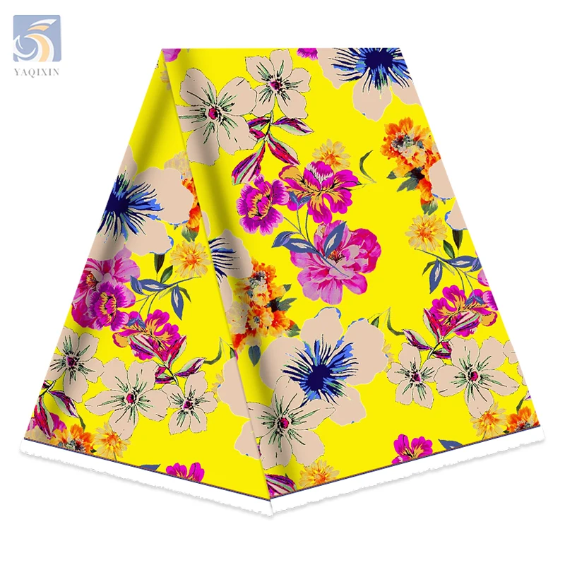 Popular Ladies Summer Garment Printed Fabric Lawn Oriental Flowers Pattern Design Print 100% Polyester Fabric - 图片 4