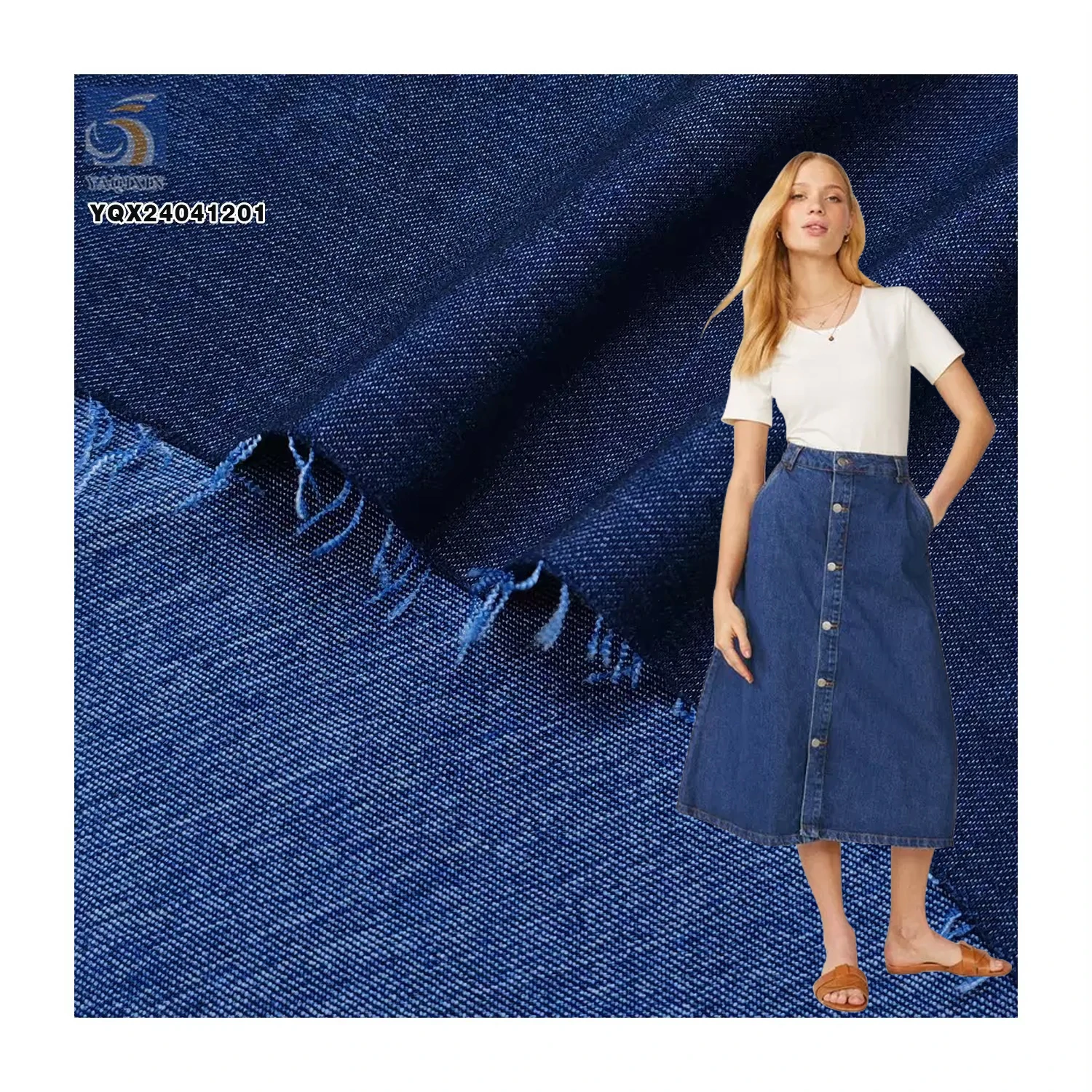 MOQ 5 Meters Wholesale 200gsm Jeans 100% Cotton Denim Washed Fabric 6 OZ Dark Denim Fabric for Sale
